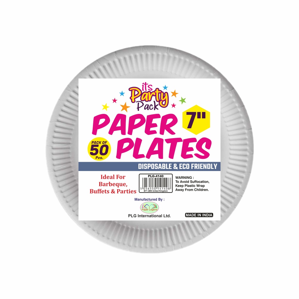 PLG 7'' White Paper Plates Pack of 50